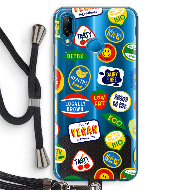 Fruitsticker: Huawei P20 Lite Transparant Hoesje met koord