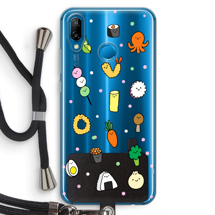 Happy bento friends: Huawei P20 Lite Transparant Hoesje met koord