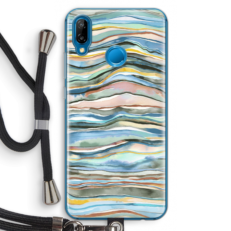 Watercolor Agate: Huawei P20 Lite Transparant Hoesje met koord