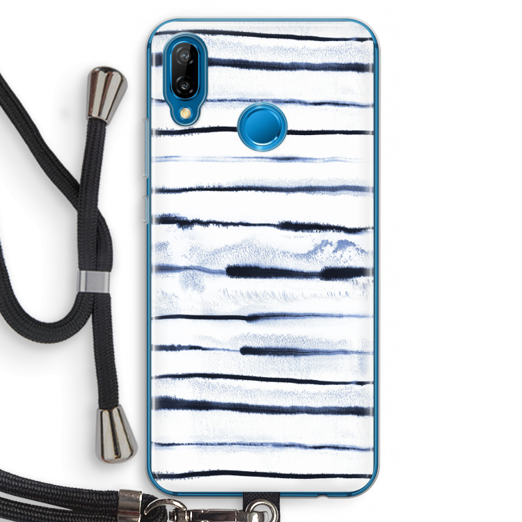 Ink Stripes: Huawei P20 Lite Transparant Hoesje met koord