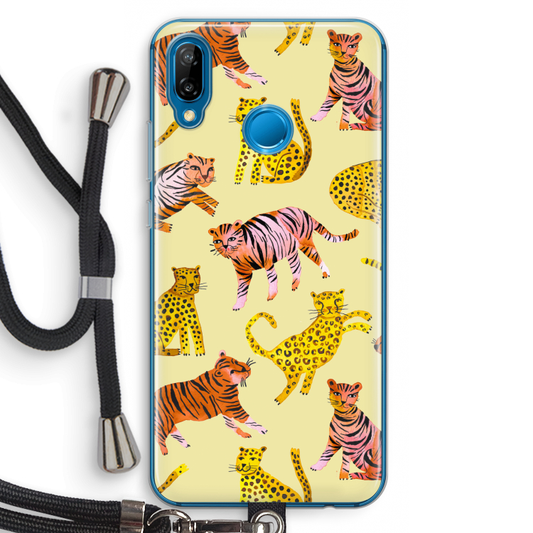 Cute Tigers and Leopards: Huawei P20 Lite Transparant Hoesje met koord