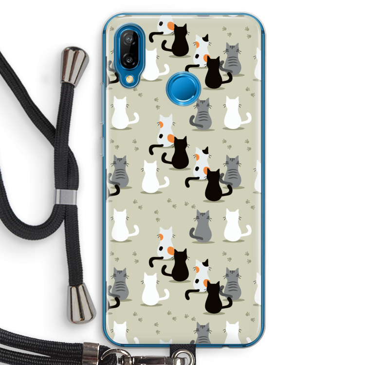 Katten: Huawei P20 Lite Transparant Hoesje met koord