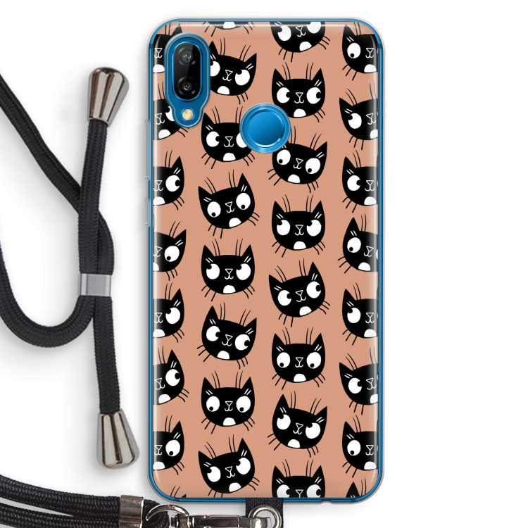 Kat: Huawei P20 Lite Transparant Hoesje met koord