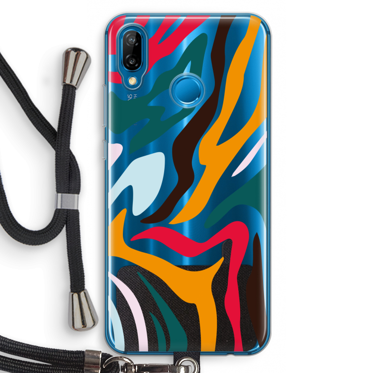 Colored Zebra: Huawei P20 Lite Transparant Hoesje met koord