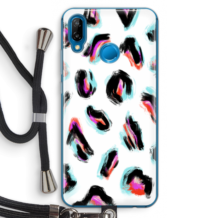 Cheetah color: Huawei P20 Lite Transparant Hoesje met koord