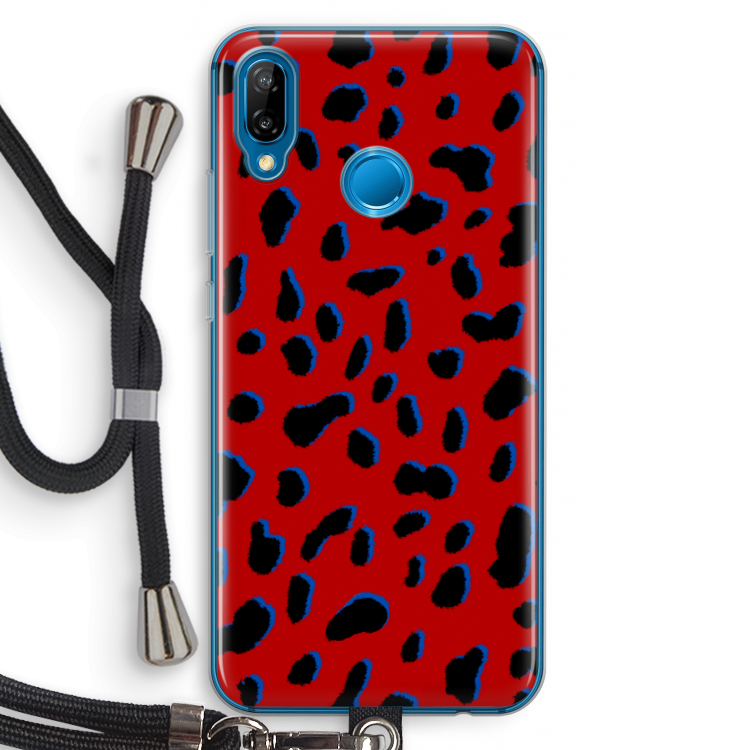 Red Leopard: Huawei P20 Lite Transparant Hoesje met koord