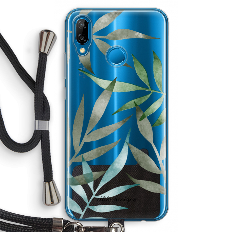 Tropical watercolor leaves: Huawei P20 Lite Transparant Hoesje met koord