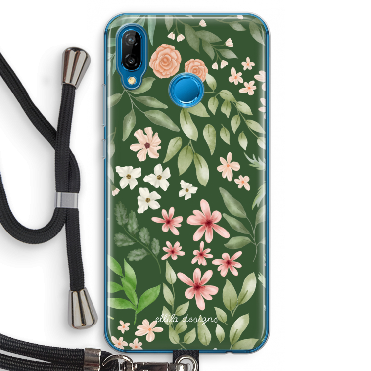Botanical green sweet flower heaven: Huawei P20 Lite Transparant Hoesje met koord