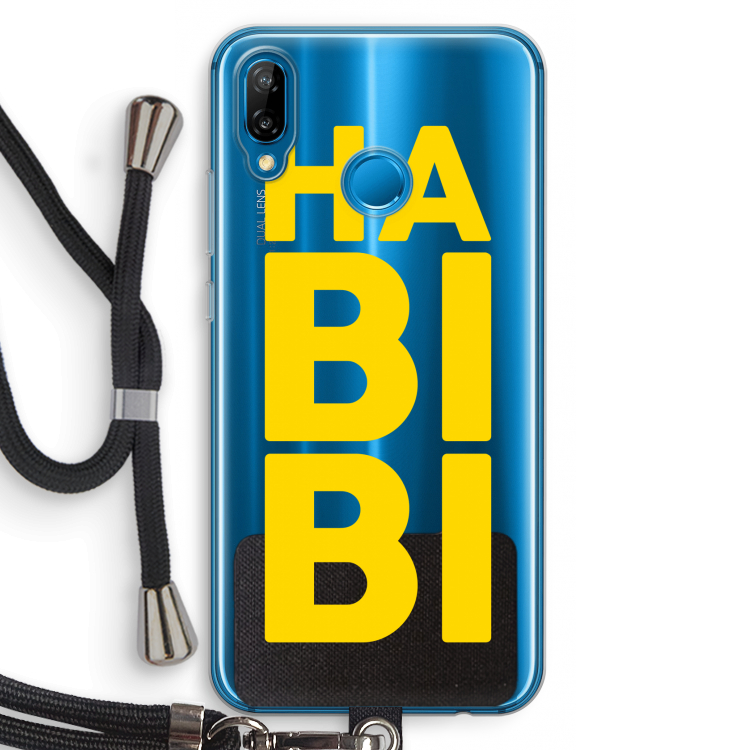Habibi Blue: Huawei P20 Lite Transparant Hoesje met koord