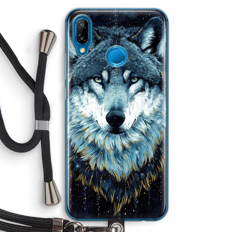 Darkness Wolf: Huawei P20 Lite Transparant Hoesje met koord