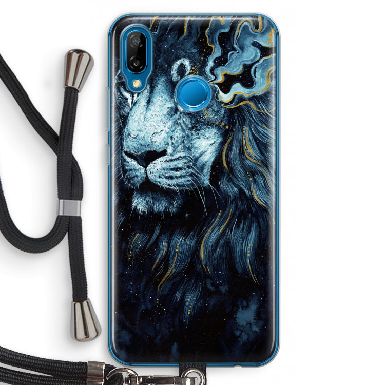 Darkness Lion: Huawei P20 Lite Transparant Hoesje met koord