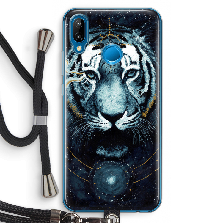 Darkness Tiger: Huawei P20 Lite Transparant Hoesje met koord