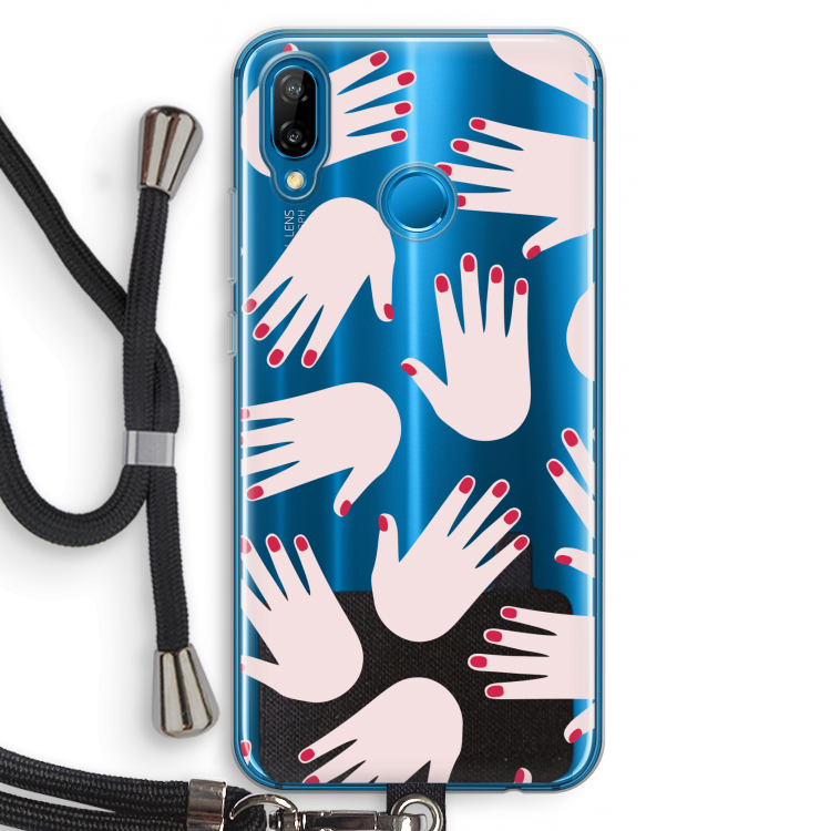 Hands pink: Huawei P20 Lite Transparant Hoesje met koord