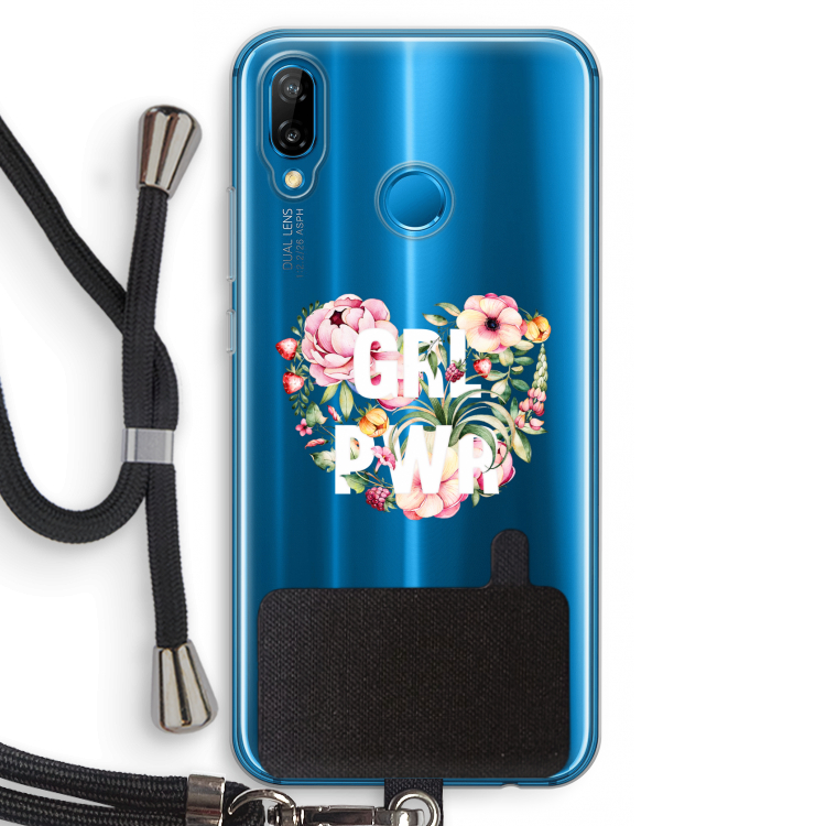 GRL PWR Flower: Huawei P20 Lite Transparant Hoesje met koord