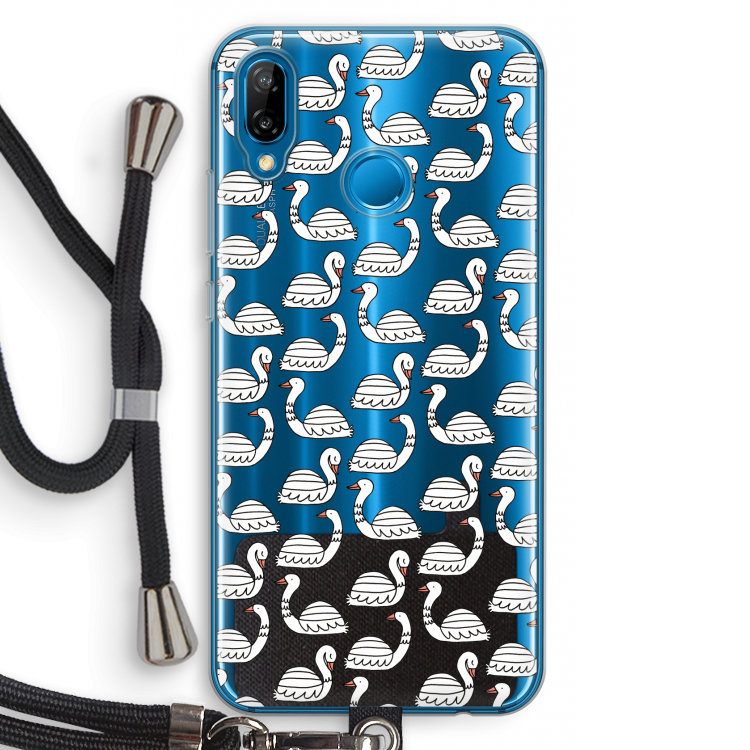 Zwanen: Huawei P20 Lite Transparant Hoesje met koord