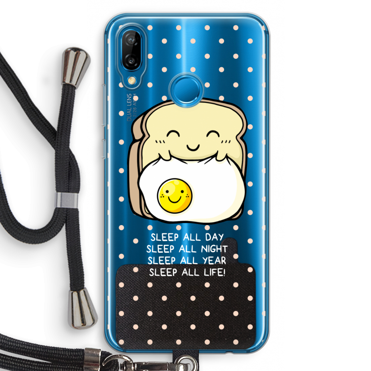 Sleep All Day: Huawei P20 Lite Transparant Hoesje met koord