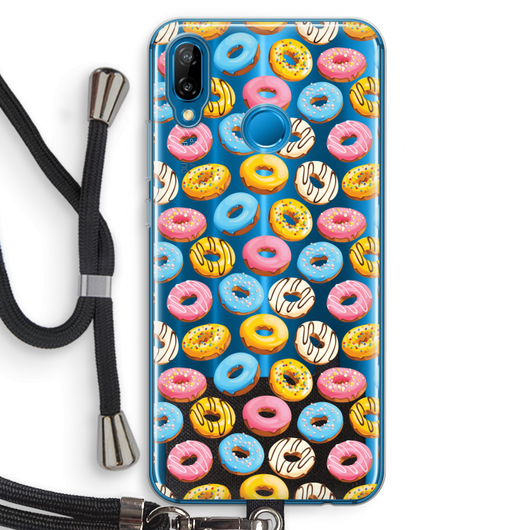 Pink donuts: Huawei P20 Lite Transparant Hoesje met koord