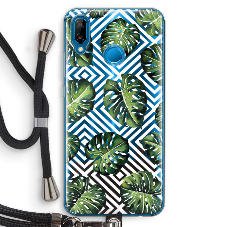 Geometrische jungle: Huawei P20 Lite Transparant Hoesje met koord