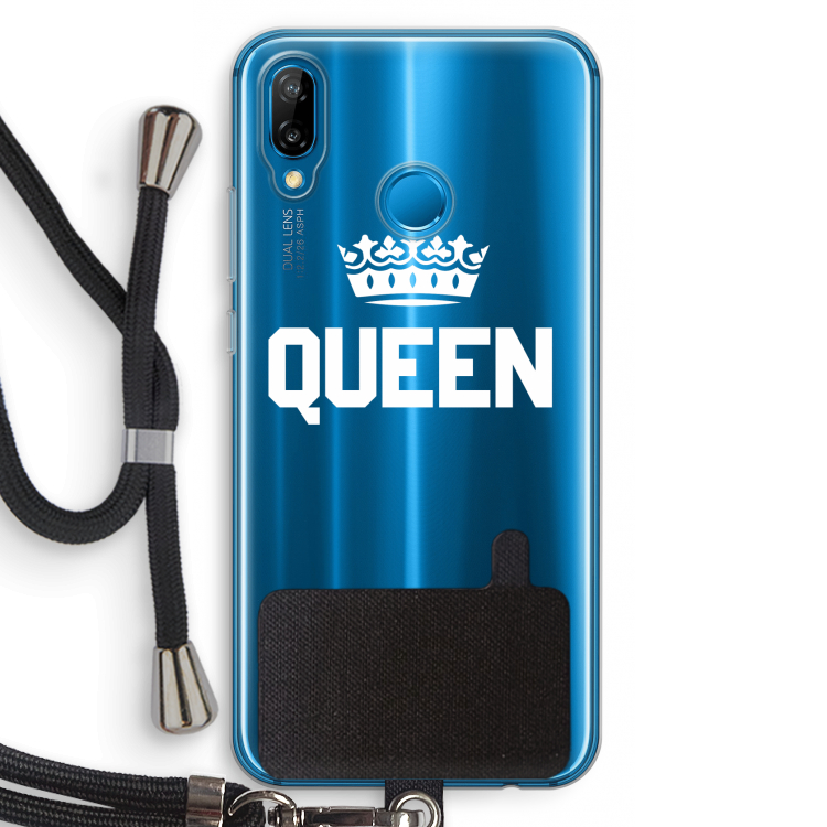 Queen zwart: Huawei P20 Lite Transparant Hoesje met koord
