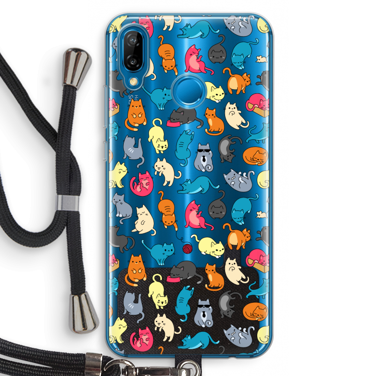 Kleurrijke katten: Huawei P20 Lite Transparant Hoesje met koord
