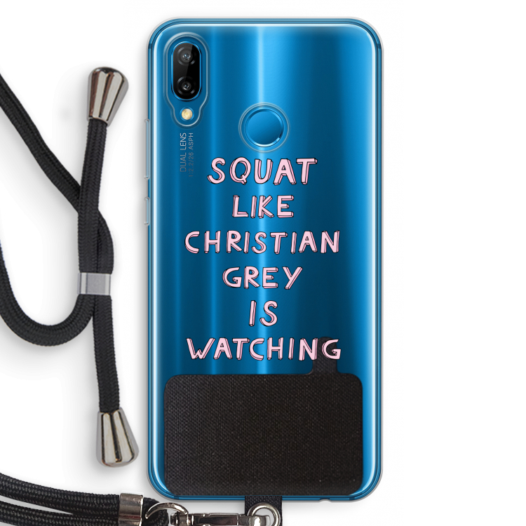 Christian Grey: Huawei P20 Lite Transparant Hoesje met koord