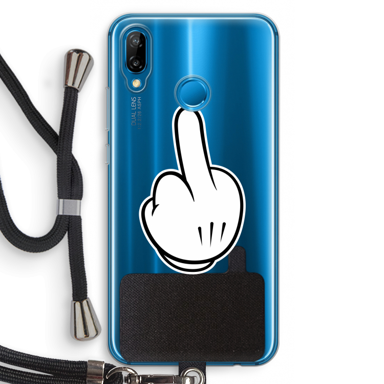 Middle finger black: Huawei P20 Lite Transparant Hoesje met koord