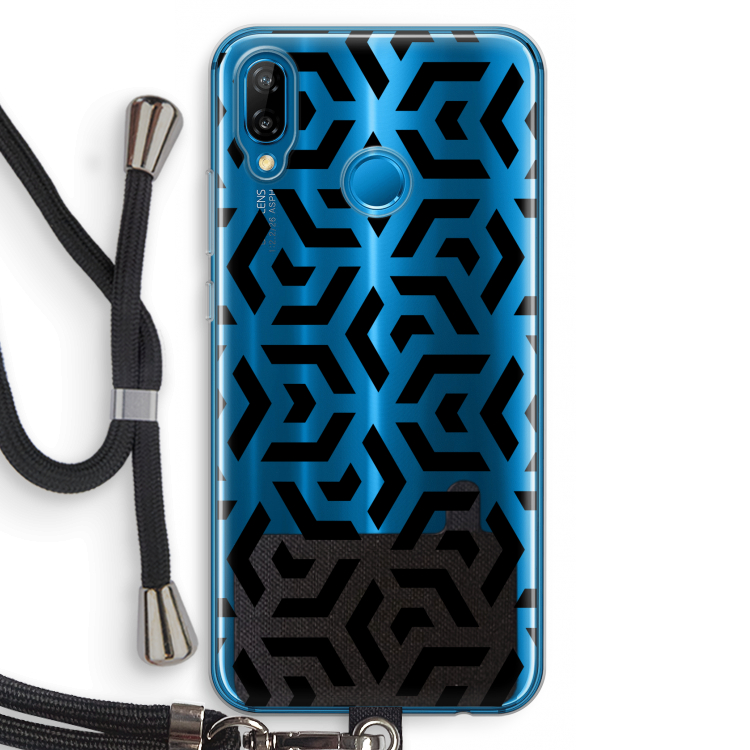 Crazy pattern: Huawei P20 Lite Transparant Hoesje met koord