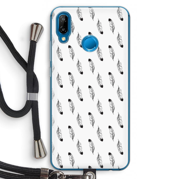 Pluimen: Huawei P20 Lite Transparant Hoesje met koord