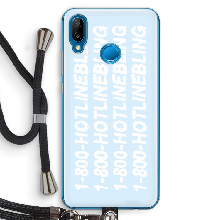 Hotline bling blue: Huawei P20 Lite Transparant Hoesje met koord