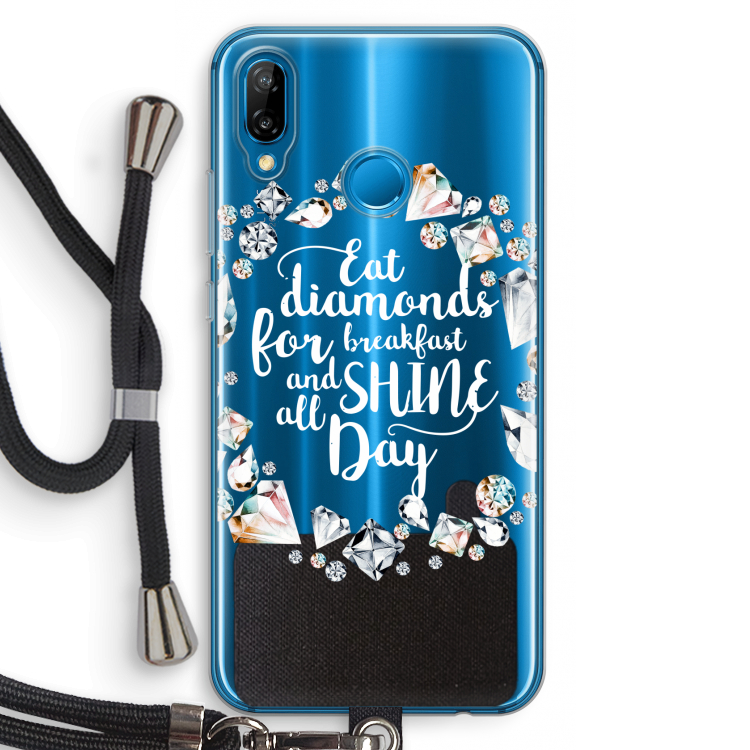 Diamonds: Huawei P20 Lite Transparant Hoesje met koord