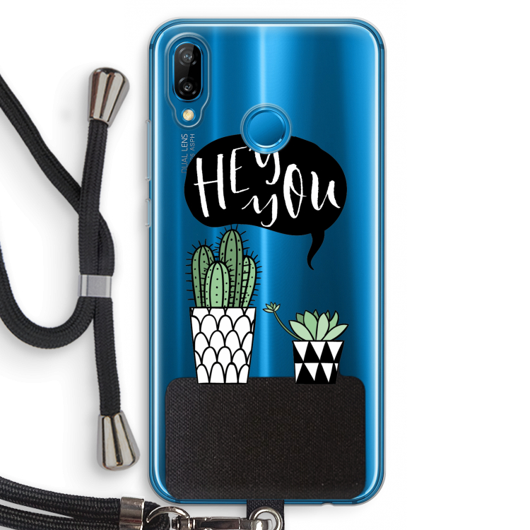 Hey you cactus: Huawei P20 Lite Transparant Hoesje met koord
