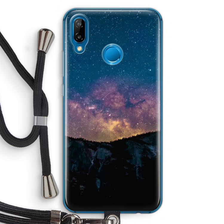 Travel to space: Huawei P20 Lite Transparant Hoesje met koord
