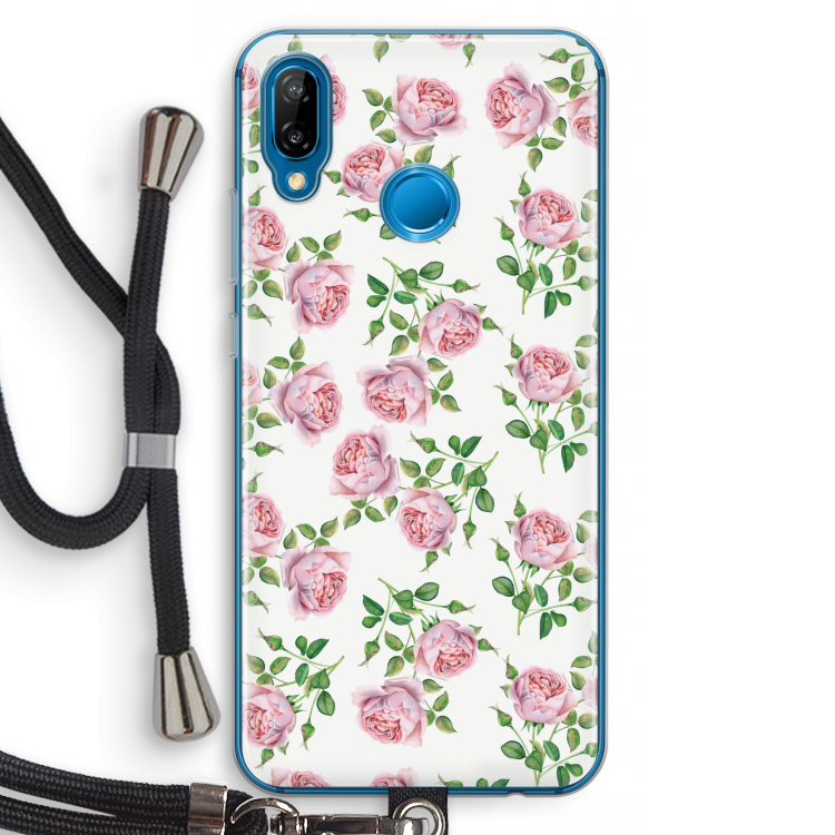 Kleine roosjes: Huawei P20 Lite Transparant Hoesje met koord