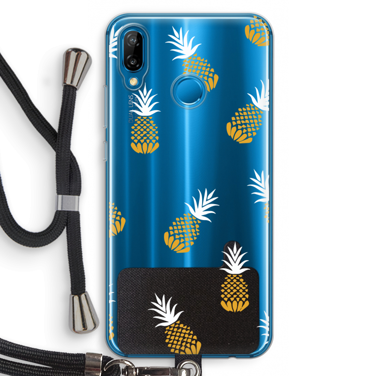 Ananasjes: Huawei P20 Lite Transparant Hoesje met koord