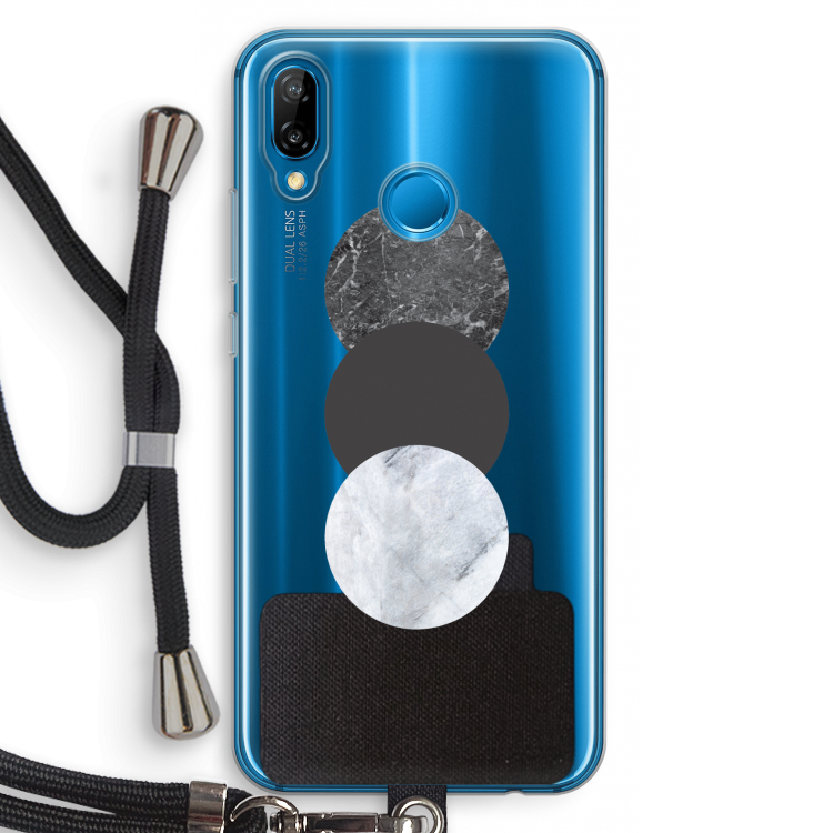 Marmeren cirkels: Huawei P20 Lite Transparant Hoesje met koord