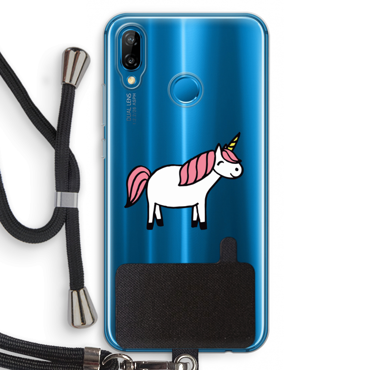 Eenhoorn: Huawei P20 Lite Transparant Hoesje met koord