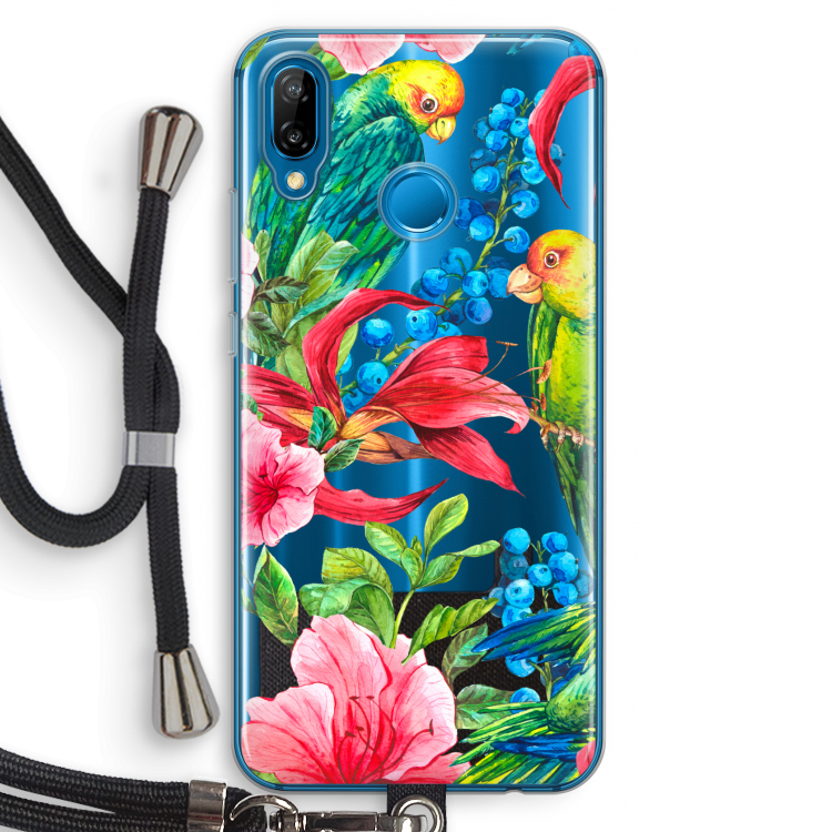 Papegaaien: Huawei P20 Lite Transparant Hoesje met koord