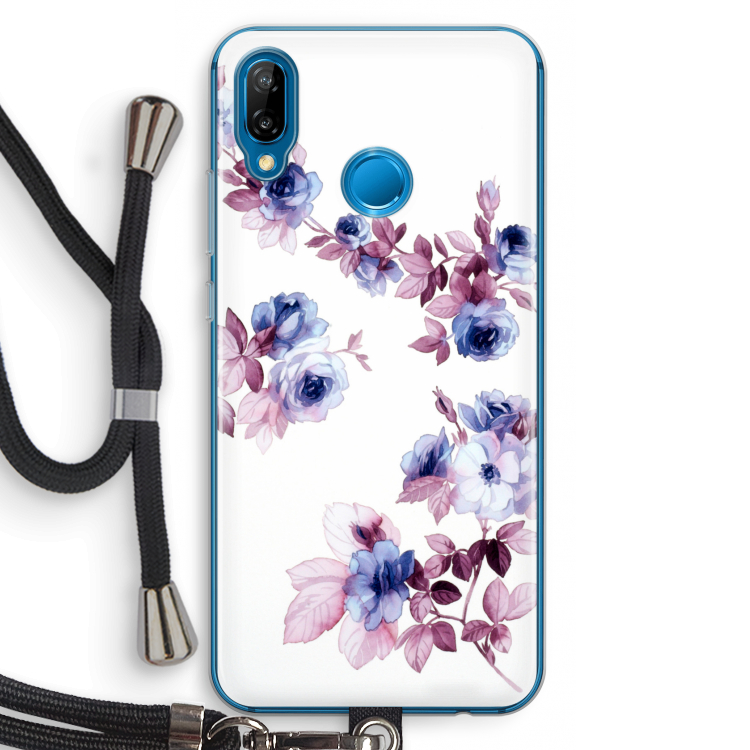 Waterverf bloemen: Huawei P20 Lite Transparant Hoesje met koord