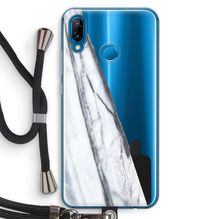 Gestreepte marmer: Huawei P20 Lite Transparant Hoesje met koord