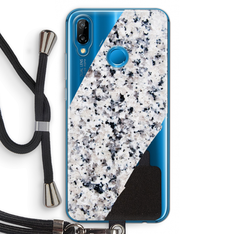Gespikkelde marmer: Huawei P20 Lite Transparant Hoesje met koord