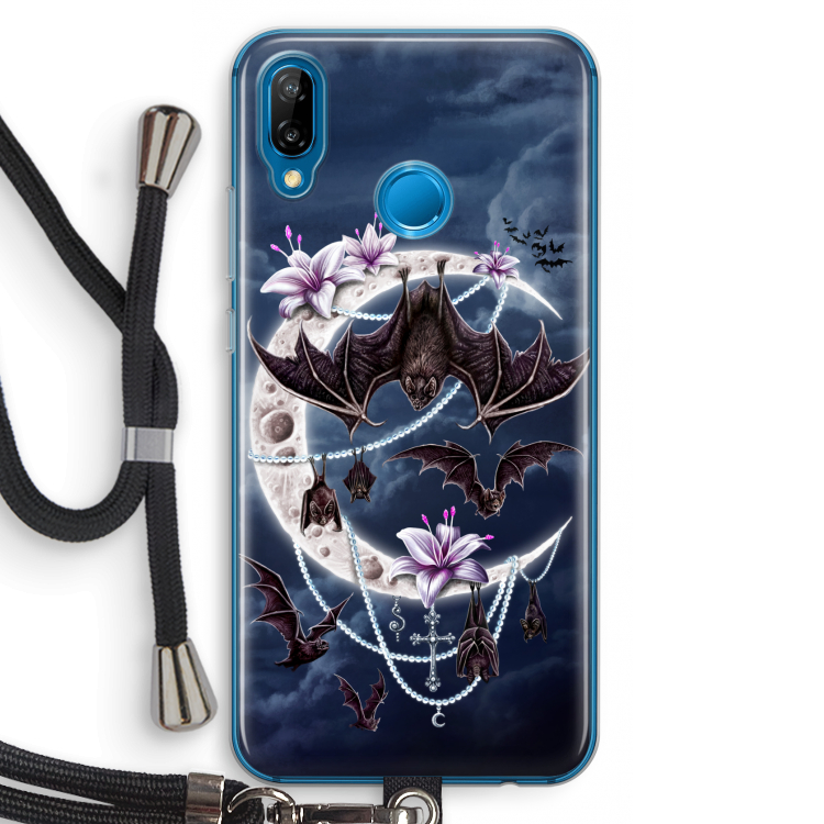 Vleermuizen Maan: Huawei P20 Lite Transparant Hoesje met koord