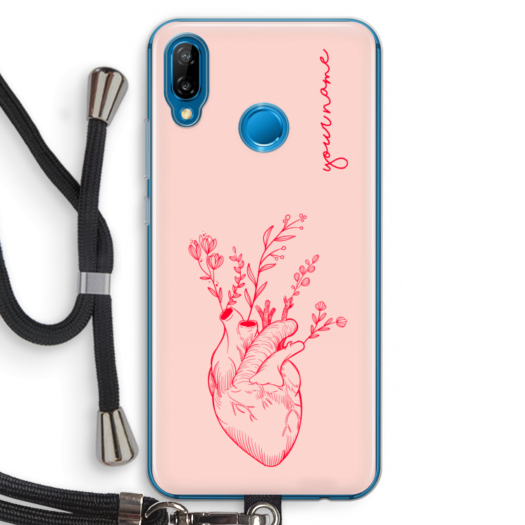 Blooming Heart: Huawei P20 Lite Transparant Hoesje met koord