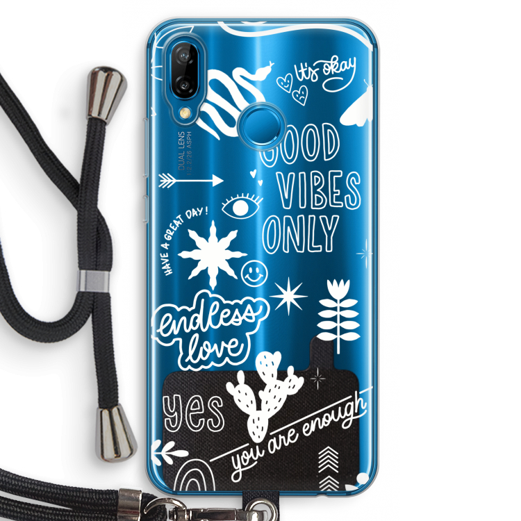 Good vibes: Huawei P20 Lite Transparant Hoesje met koord