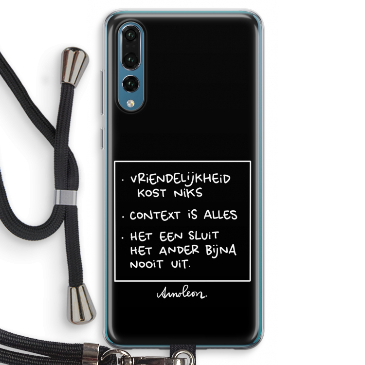Mijn Motto's: Huawei P20 Pro Transparant Hoesje met koord