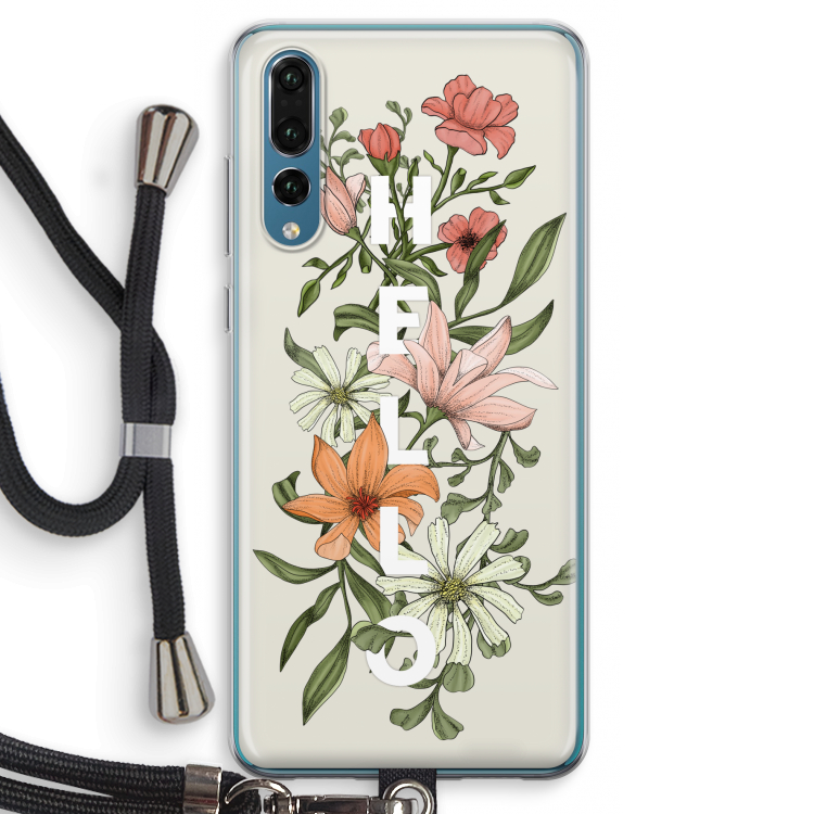 Hello bloemen: Huawei P20 Pro Transparant Hoesje met koord