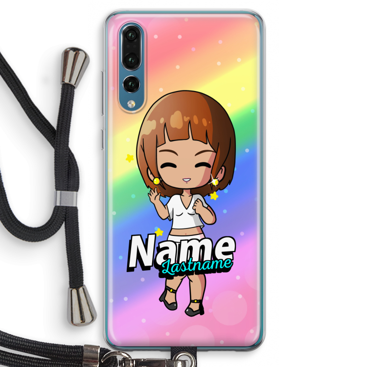 Chibi Maker vrouw: Huawei P20 Pro Transparant Hoesje met koord