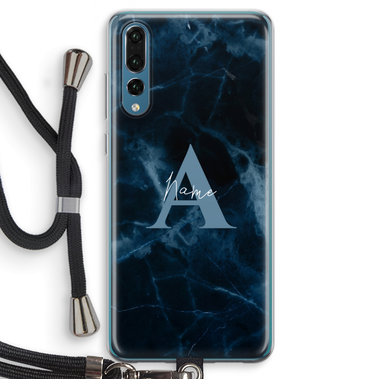 Midnight Marble: Huawei P20 Pro Transparant Hoesje met koord
