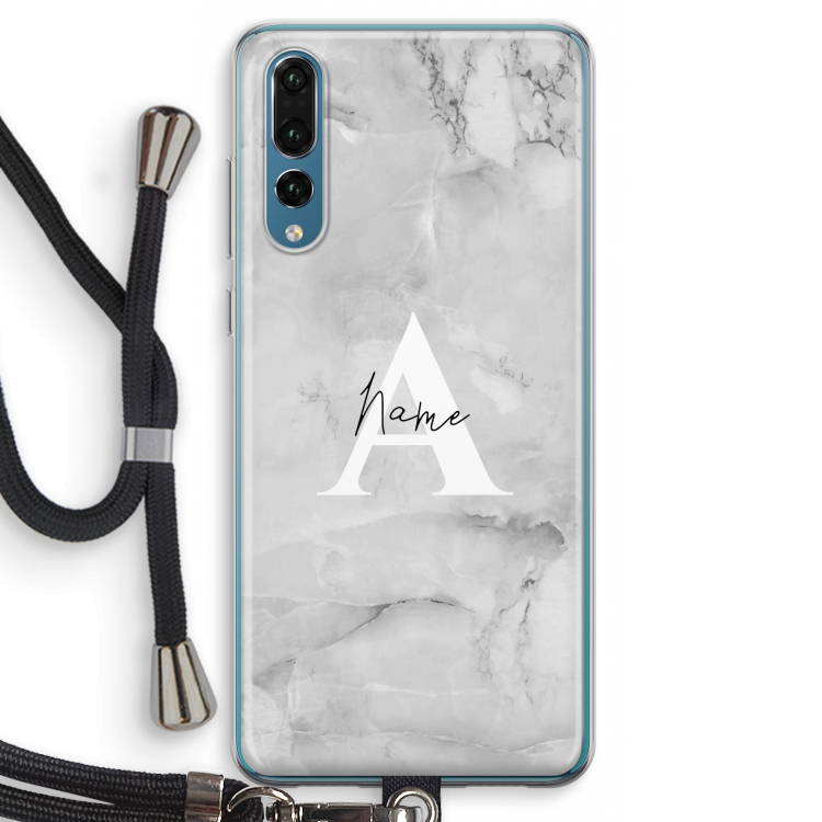 Ivory Marble: Huawei P20 Pro Transparant Hoesje met koord