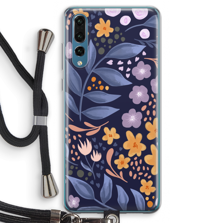 Flowers with blue leaves: Huawei P20 Pro Transparant Hoesje met koord