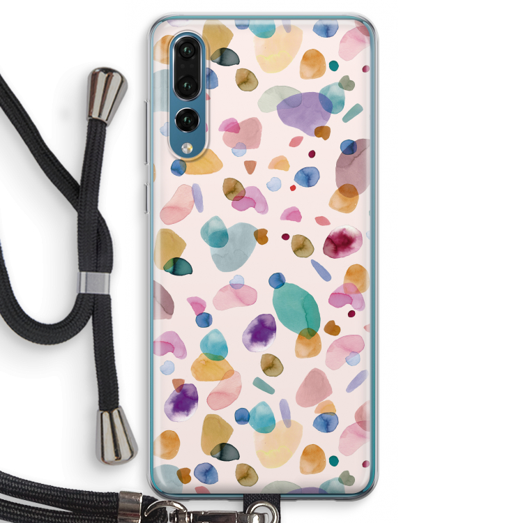 Terrazzo Memphis Pink: Huawei P20 Pro Transparant Hoesje met koord